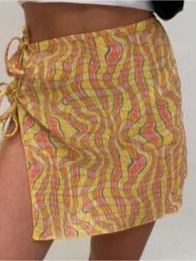 Urban Outfitters Yellow Multicolor Stripe Sarong Beach Coverup Summer XS/S NEW